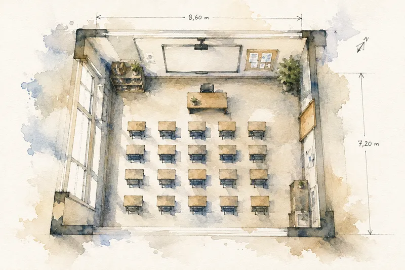 Aquarelle d’un plan de salle de formation